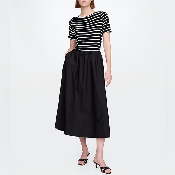 GAP Dresses & Skirts - GAP Mixed Media Modern Rib Maxi Dress in Black Stripe | XL | EUC